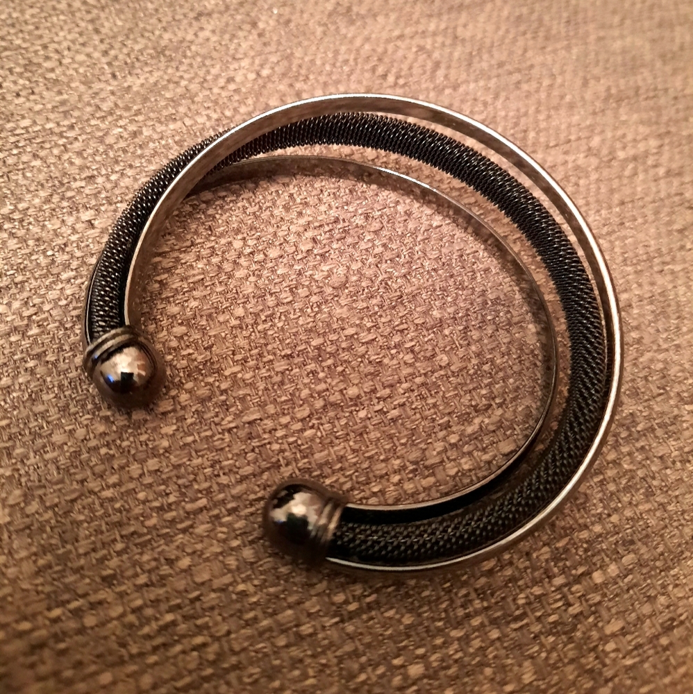 Lia Sophia Hematite Cuff Bracelet ('Meshed')